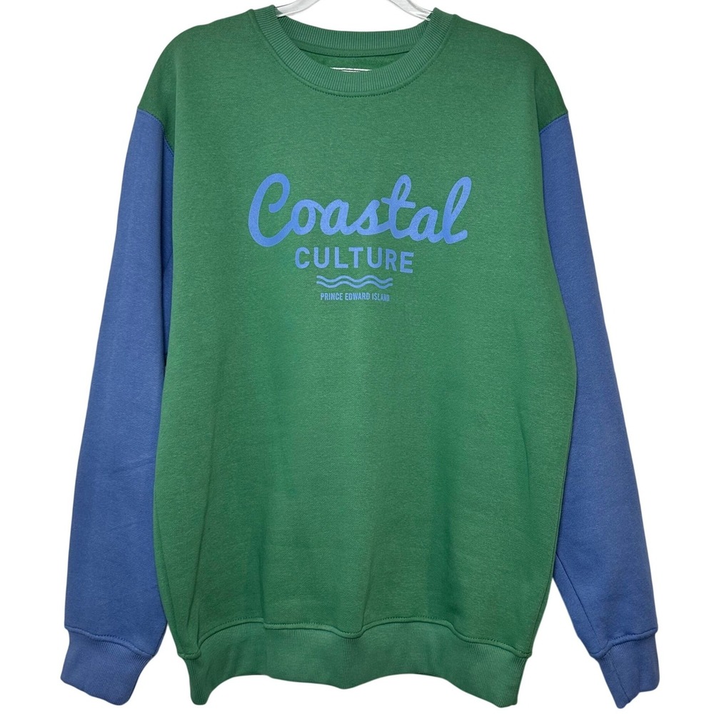 Coastal Culture L Prince Edward Island Colorblock Crewneck Sweatshirt Green Blue